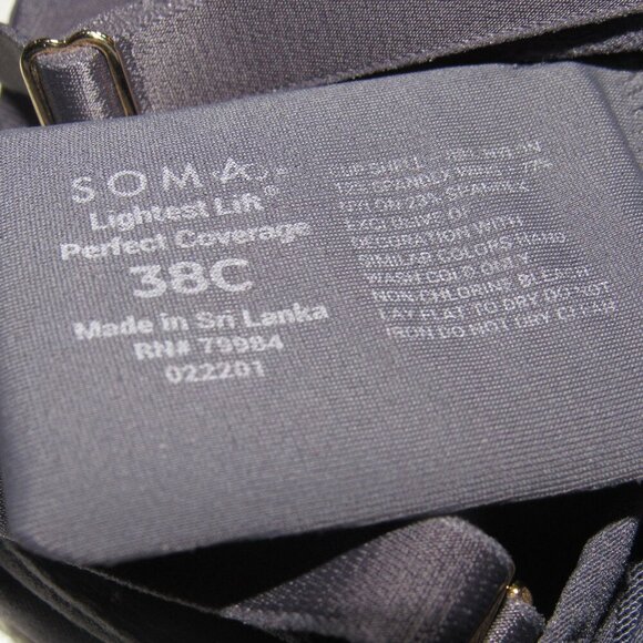 SOMA Lightest Lift Perfect Coverage Gray Bra Size 38C - Picture 3 of 3